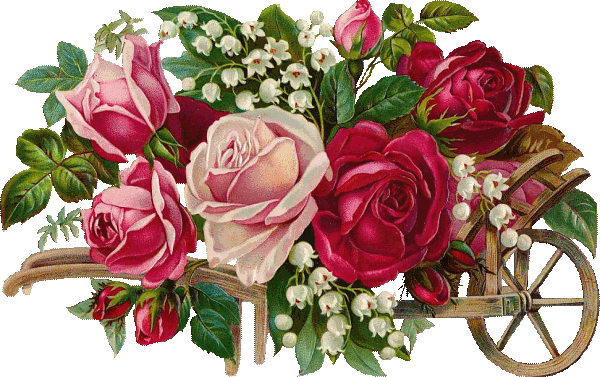 brouette roses et muguet