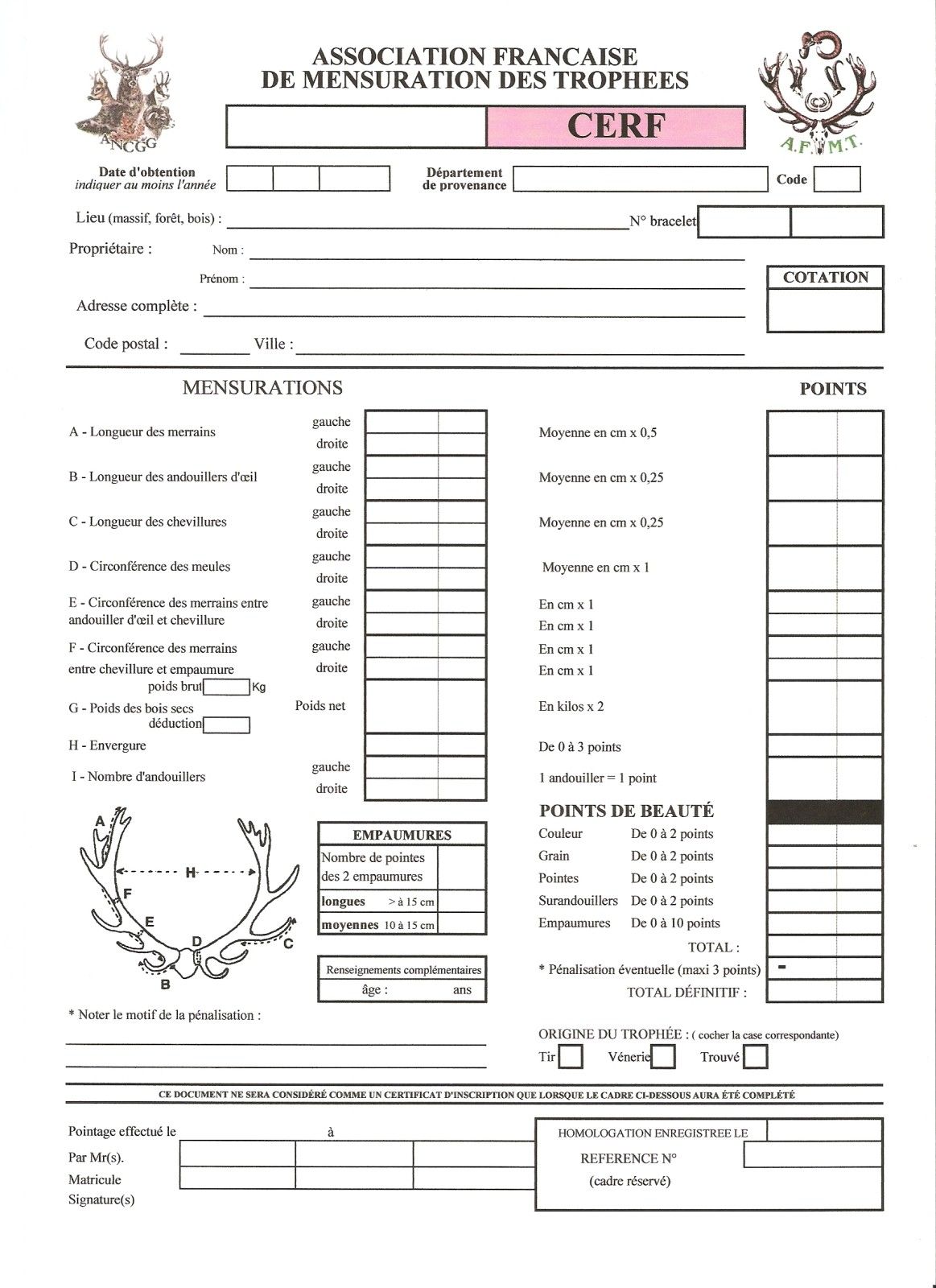 fiche de cotation trophée de cerf  Le blog de jeanpaul gaspari