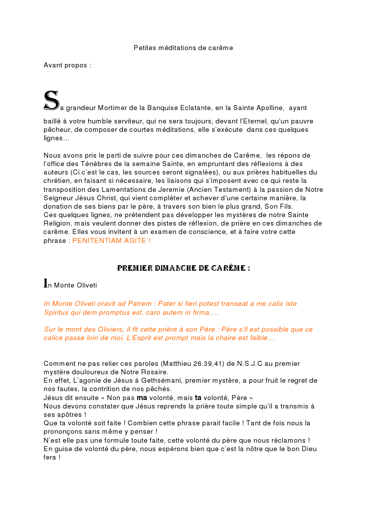1er dimanche de carême 1