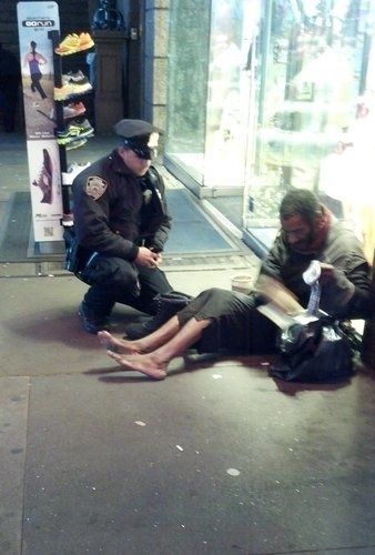 Officer Lawrence DePrimo and a homeless