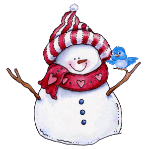 Neige bonhomme et oiseau