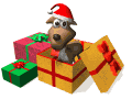 Noel chien cadeau