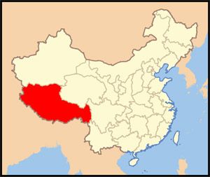 Carte de Chine indiquant la position du Tibet