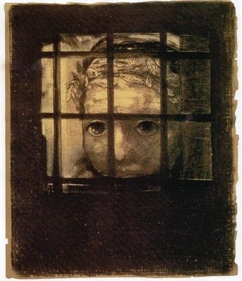 derrière les barreaux fusain Redon