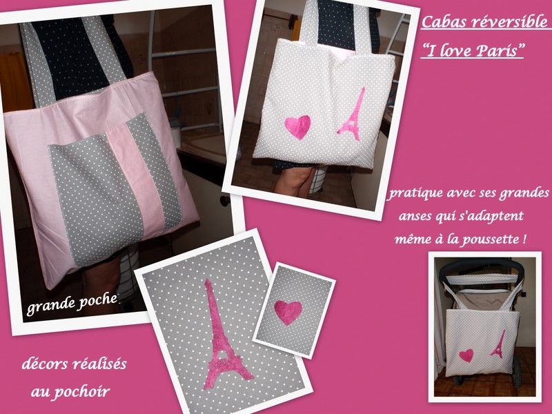 Cabas réversible I love Paris