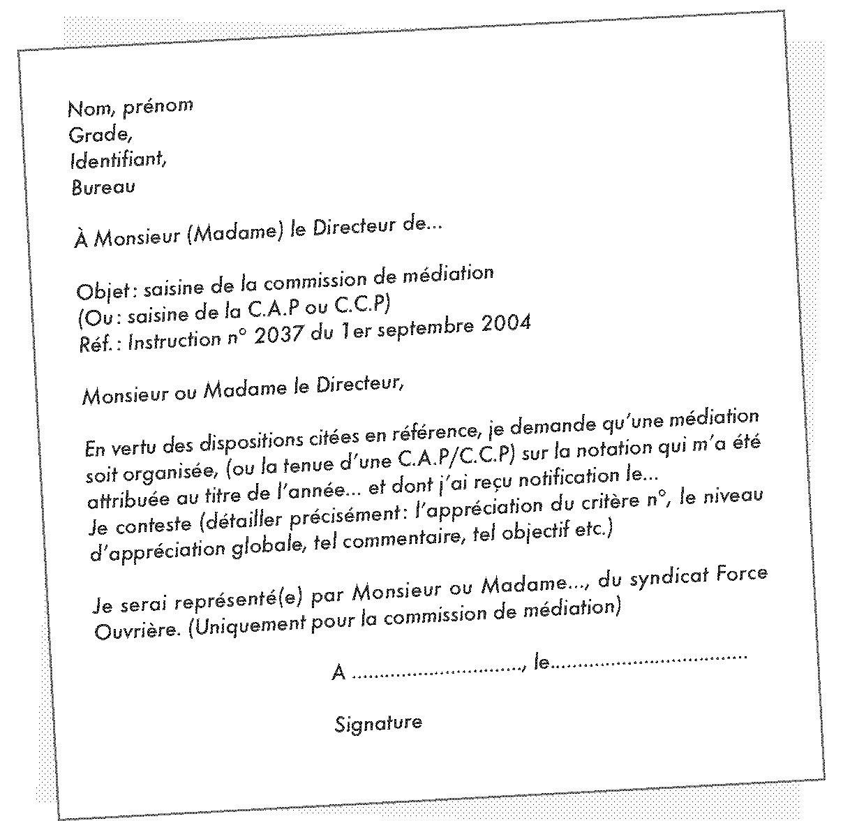 modele de lettre d'evaluation