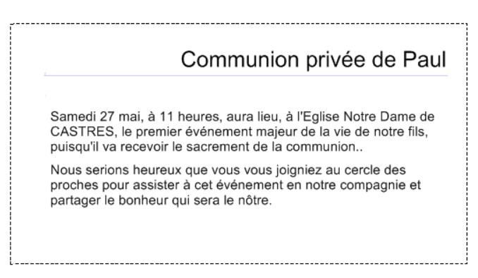 exemple de lettre pour 1ere communion