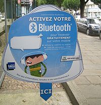 Panneau annonçant l aproximité d'une borne Bluetooth