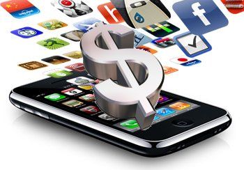 Applications s'envolant d'un iPhone avec symbole dollar