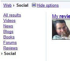 Copie écran page expérimentale Social Search