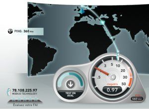 Copie écran lors d'un test Speedtest
