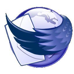 Logo Thunderbird : aile d'oiseau entourant le globe et tenant une lettre