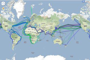 Carte des câbles en fibre optique sous-marins