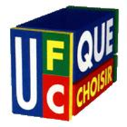 Logo UFC - Que Choisir inscrit sur les faces d'un cube de couleur