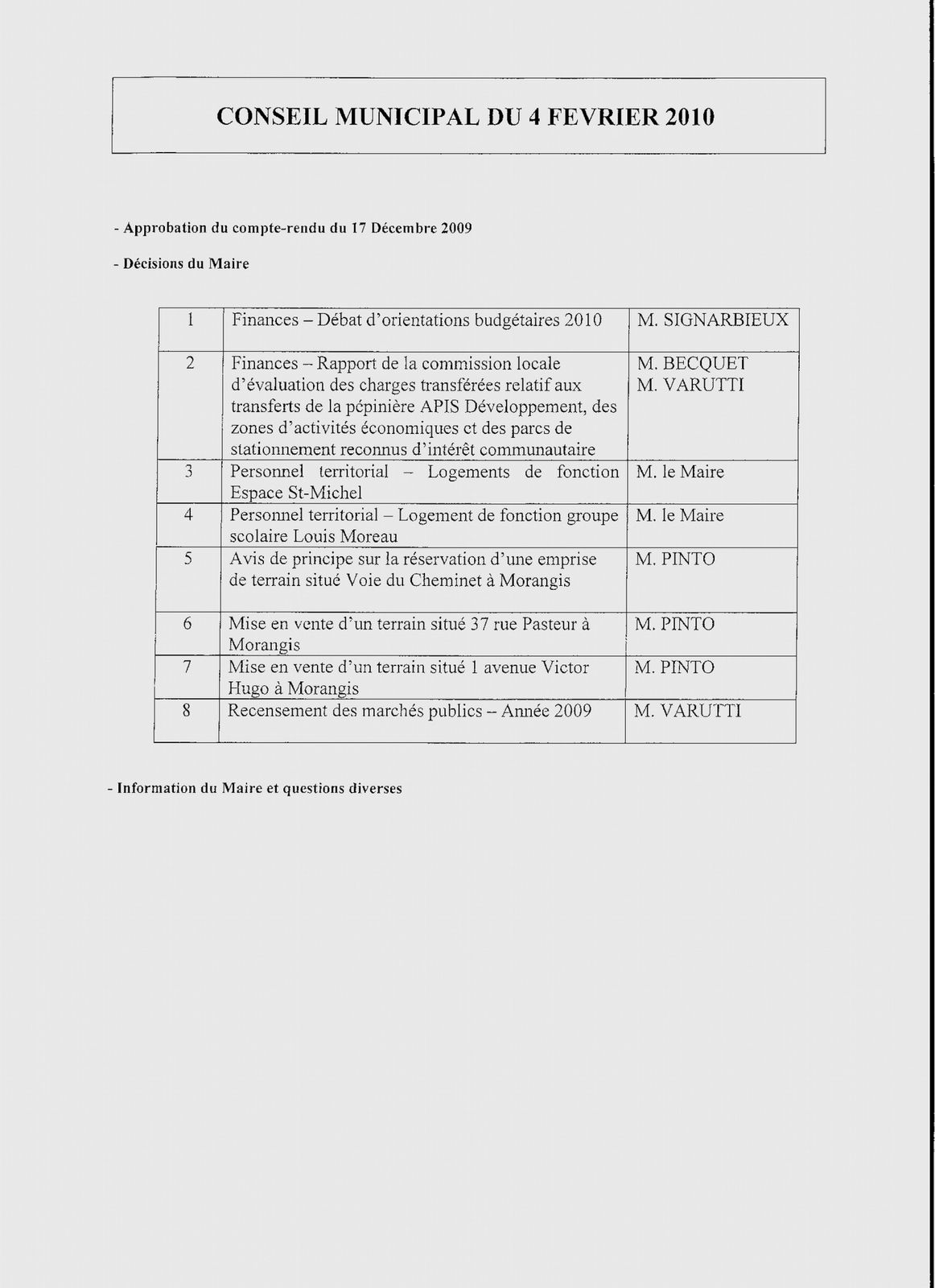 ordre du jour conseil