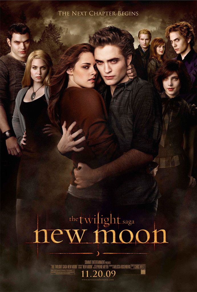 Affiche du film Twilight Chapitre 2 - Tentation - Le clan Cullen avec Kristen Stewart (Bella) et Robert Pattinson (Edward)