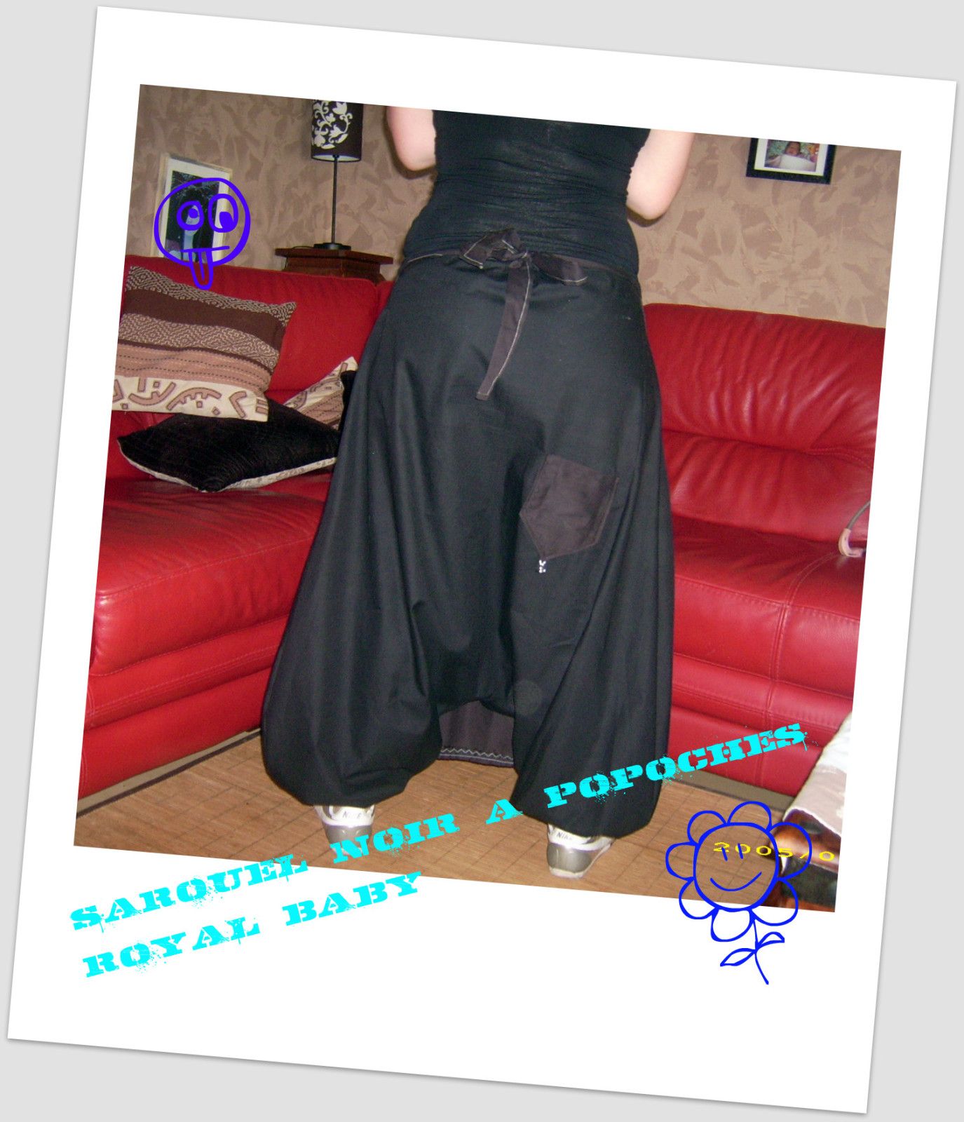 sarouel uni noir avec poche sur l arriere sarouel uni noir