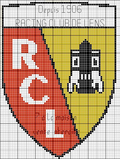 Grille gratuite : le logo du Racing Club de Lens - Le blog de 7 à la  maison, point de croix, tricot, grilles gratuites...
