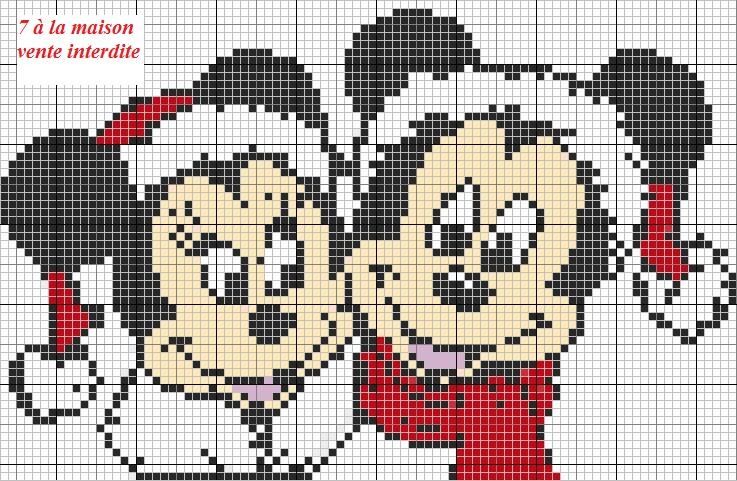 grille gratuite : mickey & minnie Noël - Le blog de 7 à la maison, point de  croix, tricot, grilles gratuites...