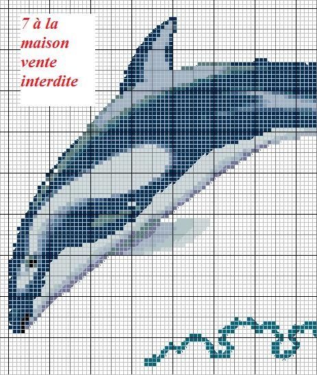 grille gratuite : un dauphin à broder - Le blog de 7 à la maison, point de  croix, tricot, grilles gratuites...