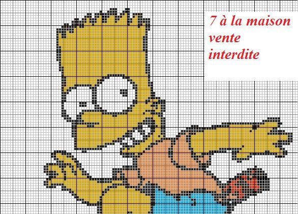 grille gratuite : bart des simpsons - Le blog de 7 à la maison, point de  croix, tricot, grilles gratuites...