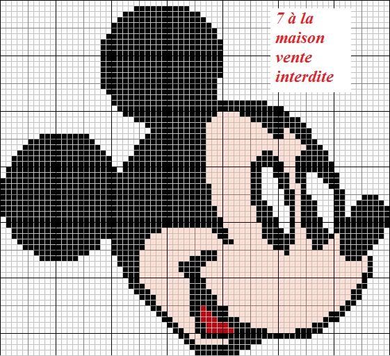 grille gratuite : le visage de Mickey - Le blog de 7 à la maison, point de  croix, tricot, grilles gratuites...