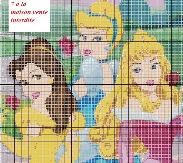 grille gratuite : 3 princesses de disney - Le blog de 7 à la maison, point  de croix, tricot, grilles gratuites...