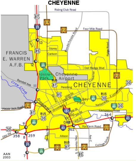 Cheyenne : carte Holiday Park