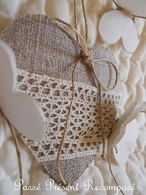 coeur lin dentelle