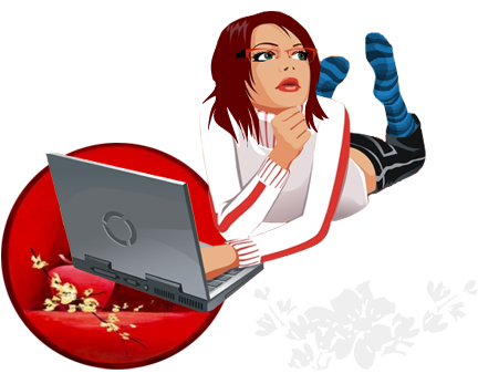 fille, étudiante, oridnateur portable, dessin fille, étudiante, oridnateur portable, dessin