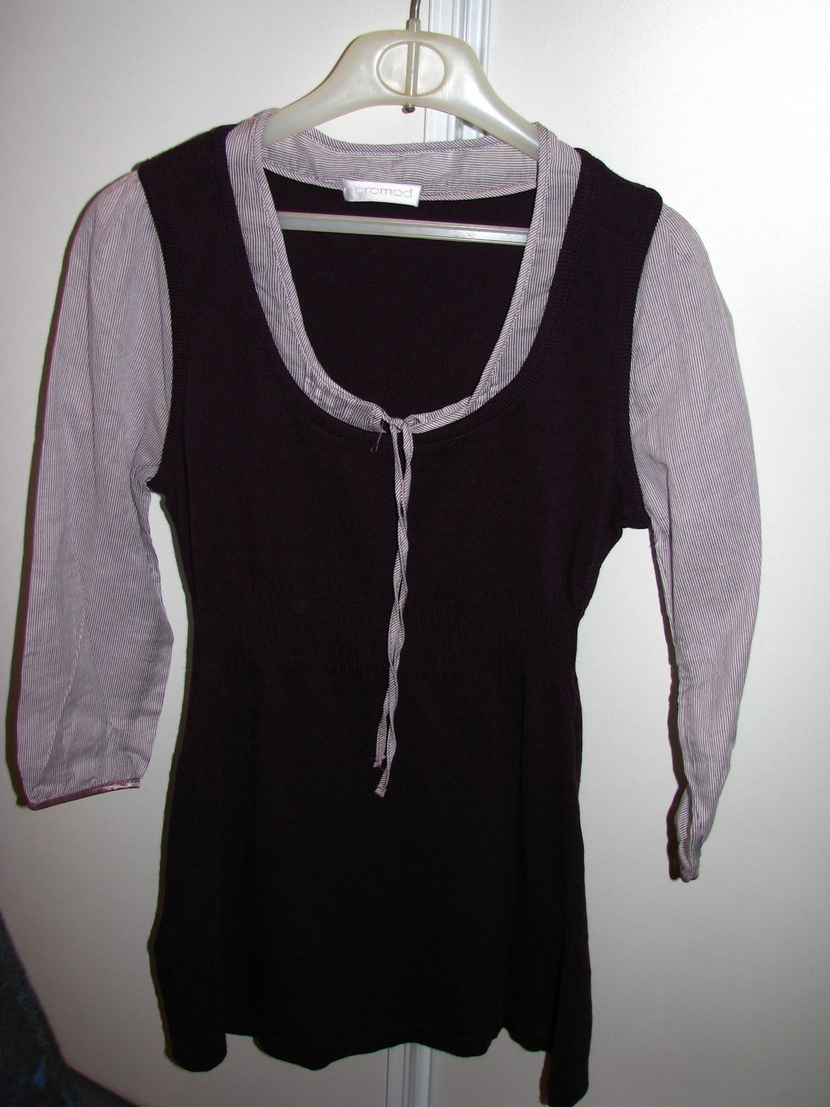 pull 2 en 1, promod, prune, violet, tee shirt, chemiser, en soldes, pas cher pull 2 en 1, promod, prune, violet, tee shirt, chemiser
