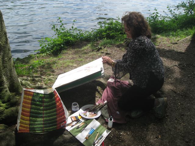 Peinture au bord des étangs de la reine blanche juin 2009
