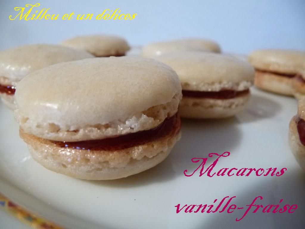 macarons vanille-fraise de Millou macarons vanille fraise de millou et un délices
