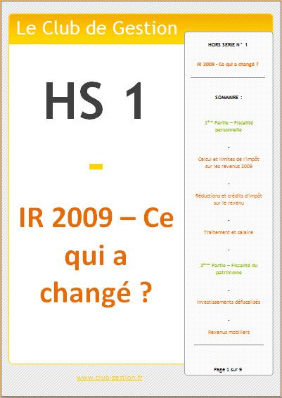 HS1 - IR 2009 - Ce qui a changé