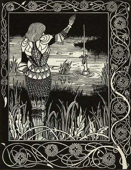 Excalibur_in_the_Lake_Le_Morte_D_arthur.