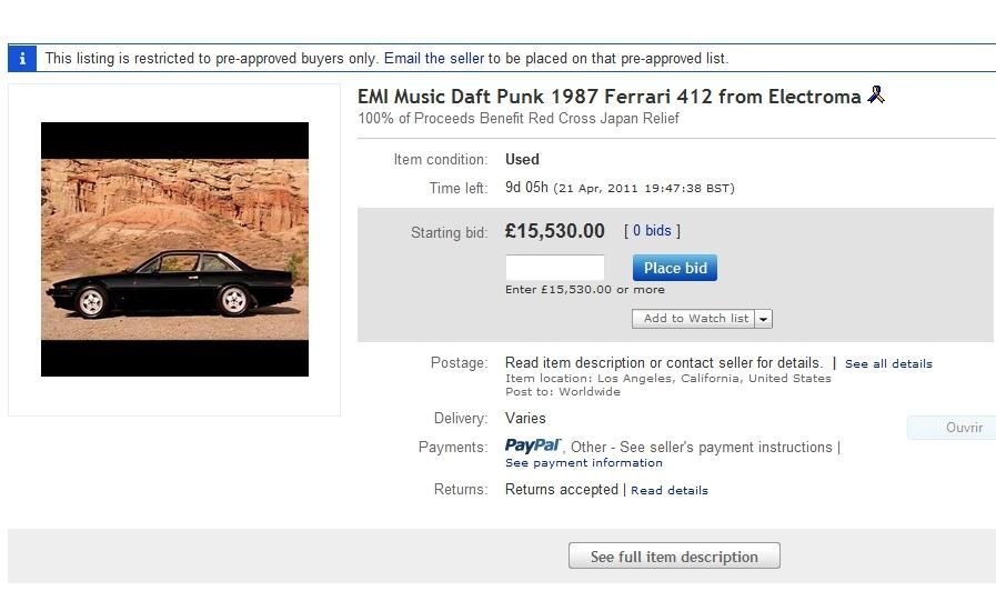 Bid on Daft Punk's 1987 Ferrari 412 - Daftworld