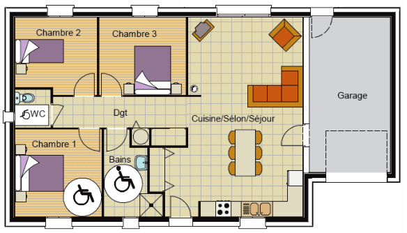 plan de maison 3 facades
