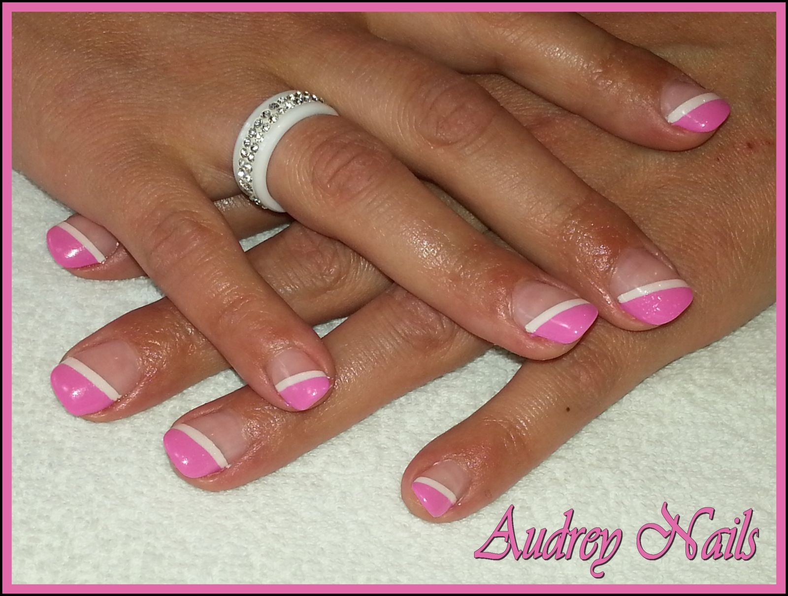 French de biais rose barbie et blanc