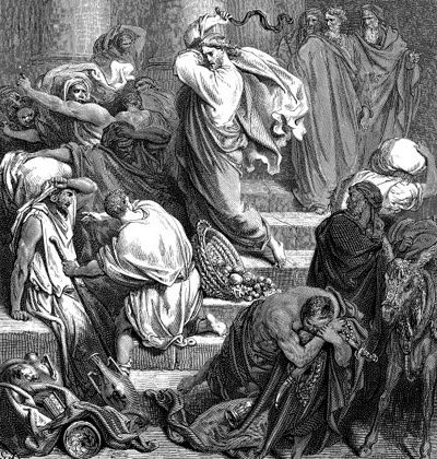 Jesus chassant les marchands du temple G.Dauré