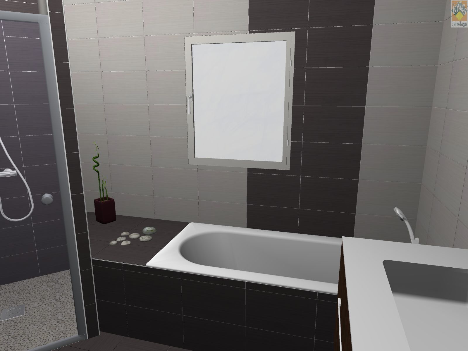 Salon carrelage noir brillant: photos salle bains moderne. le noir ...
