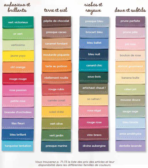 Les gammes de couleurs 2009-2010