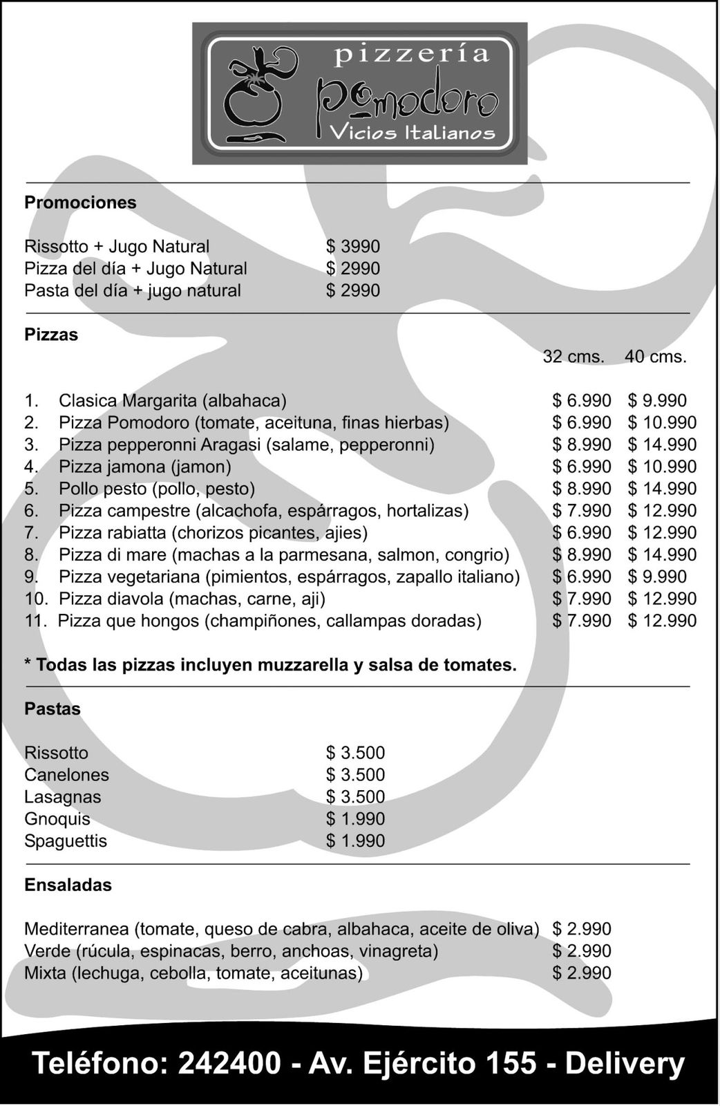 DISEÑO E IMPRESION DE VOLANTES PARA PIZZERIA POMODORO (IQUIQUE - CHILE) -  Publicamos: Arte / Diseño / Ilustración / Imagen Corporativa / Impresiones