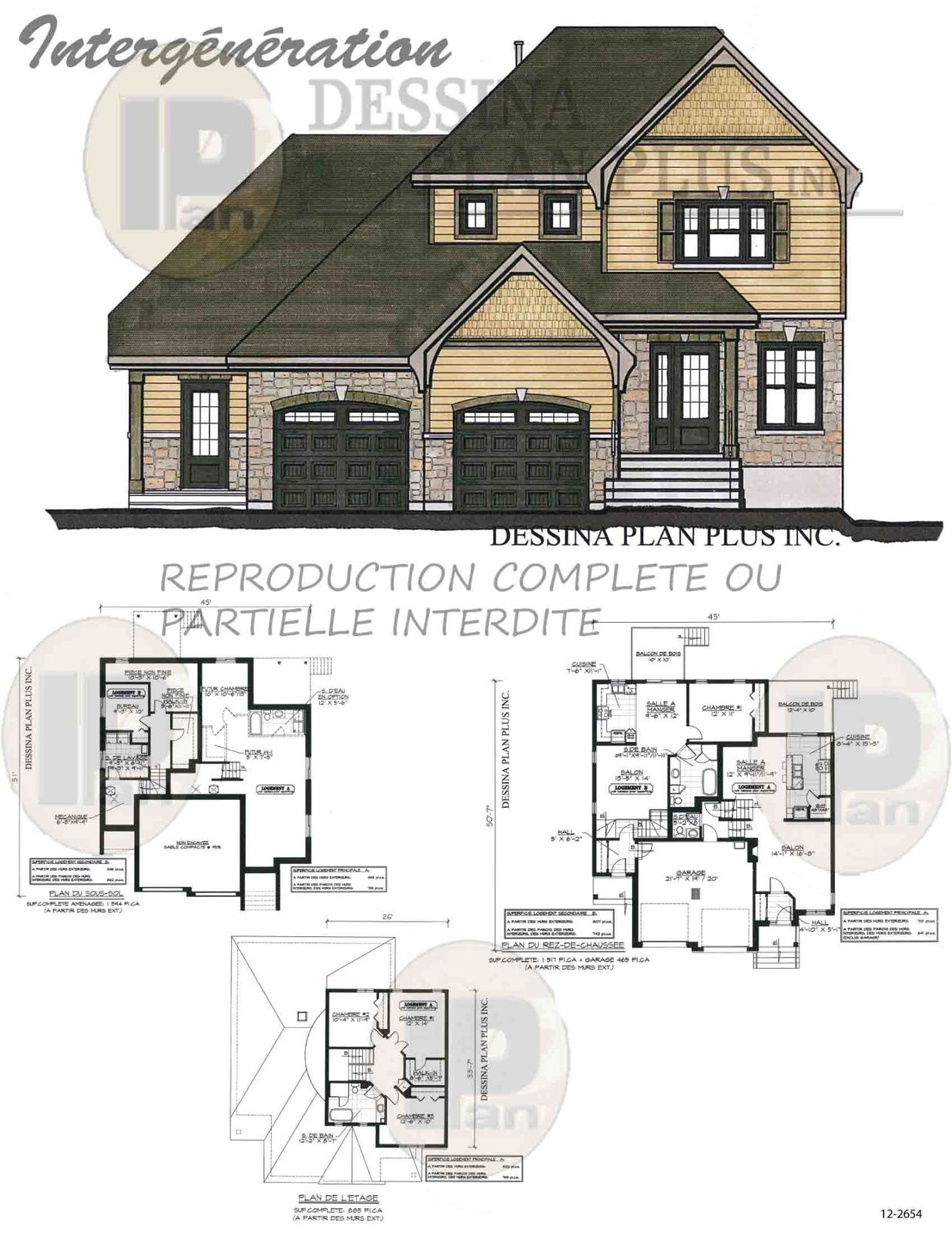 plan de maison contemporaine intergeneration