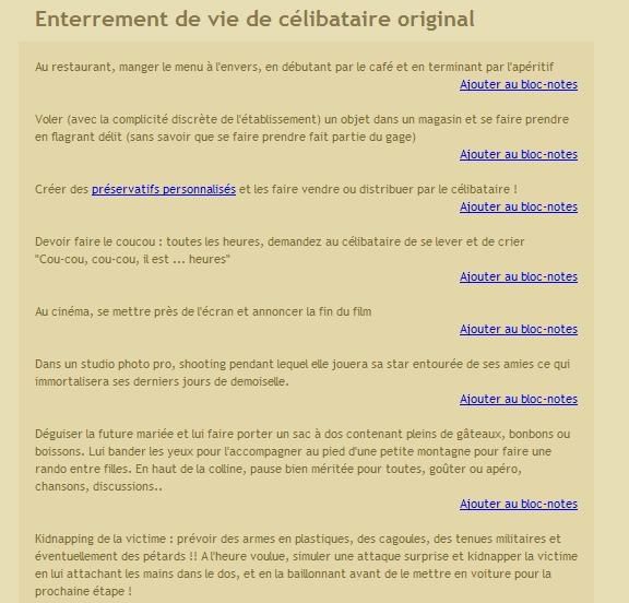 Gages enterrement de vie de célibataire