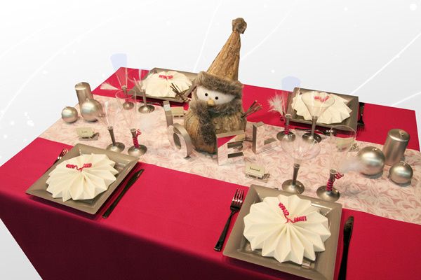 Décoration de table Noël rouge et blanche