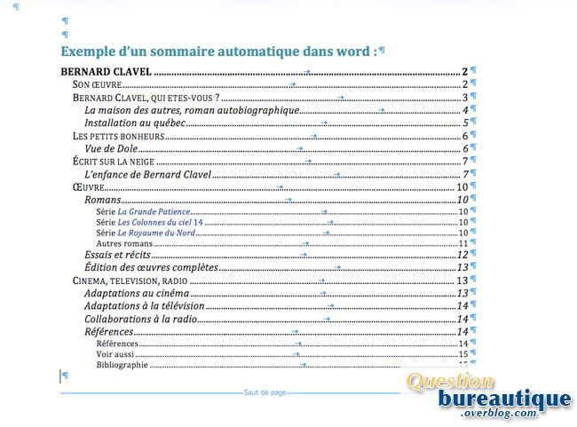 Sommaire ou table des matières sous word  Cours faciles sur les