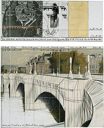 CHRISTO, Le pont-Neuf, Empaqueté, projet pour Paris, 1985