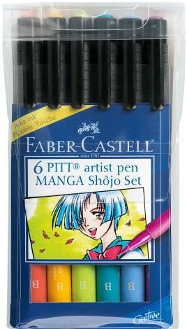 Feutre Pitt artist pens - boite de 6 - manga shônen - Faber-Castell -  Pointe marqueur - Creavea