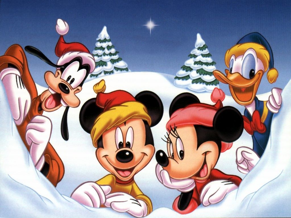 Wallpaper - Fond d'écran - Noël - Disney - Hiver - Neige - Mickey
