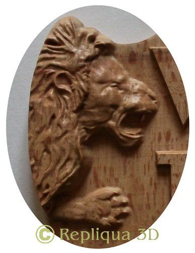 bas-relief lion bois trophée